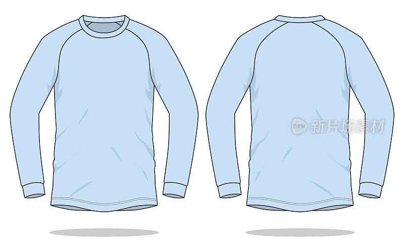 Long Sleeve Light Blue T-Shirt Vector for Template